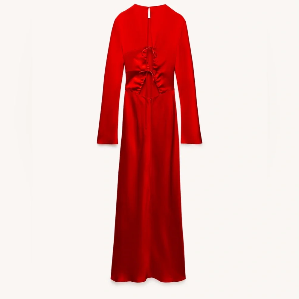 ZARA NWT RED DRESS BACK V-NECK ZW COLLECTION - Picture 8 of 13